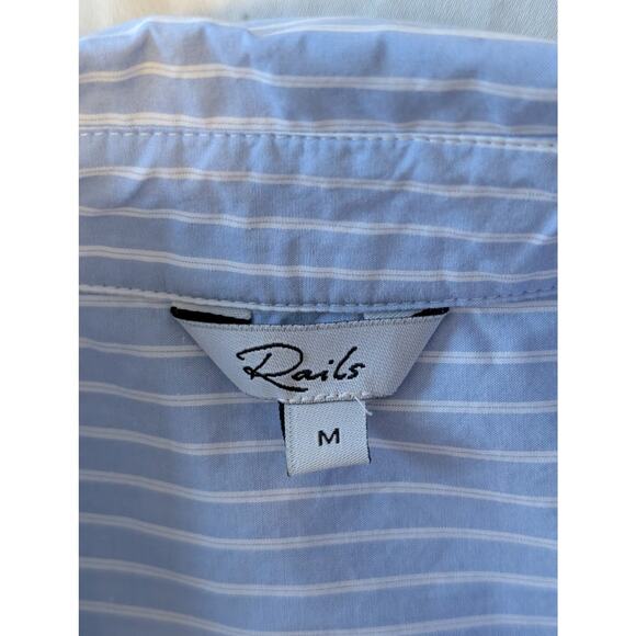 Rails Stina Oxford Blue & White Stripe Button Down Dress Office Shirt Sz M - Picture 6 of 10